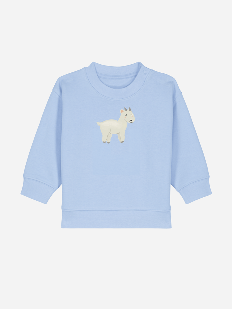 Bio-Baby & Kleinkind Sweater 'Ziege' Farbe: Hellblau Vorderansicht