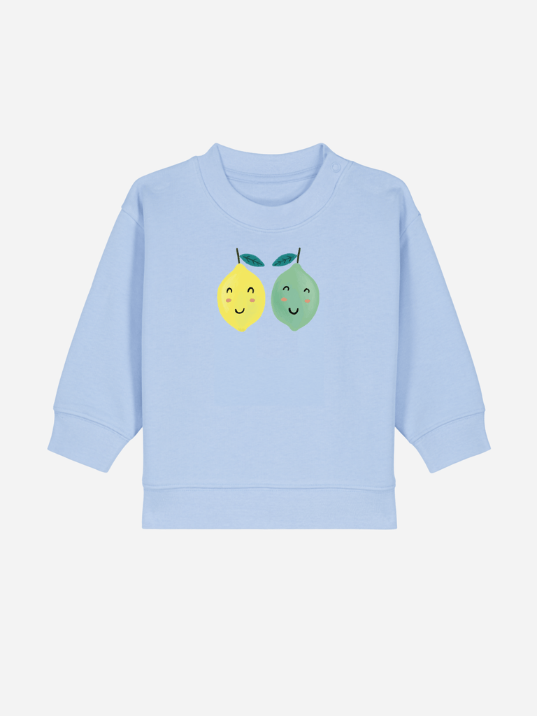 Bio-Baby & Kleinkind Sweater 'Zitrone/Limette' Farbe: Hellblau Vorderansicht