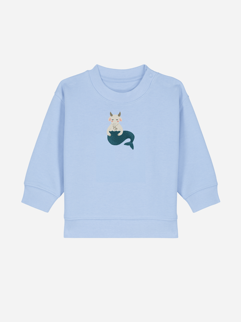 Bio-Baby & Kleinkind Sweater 'Sternzeichen Steinbock' Farbe: Hellblau Vorderansicht