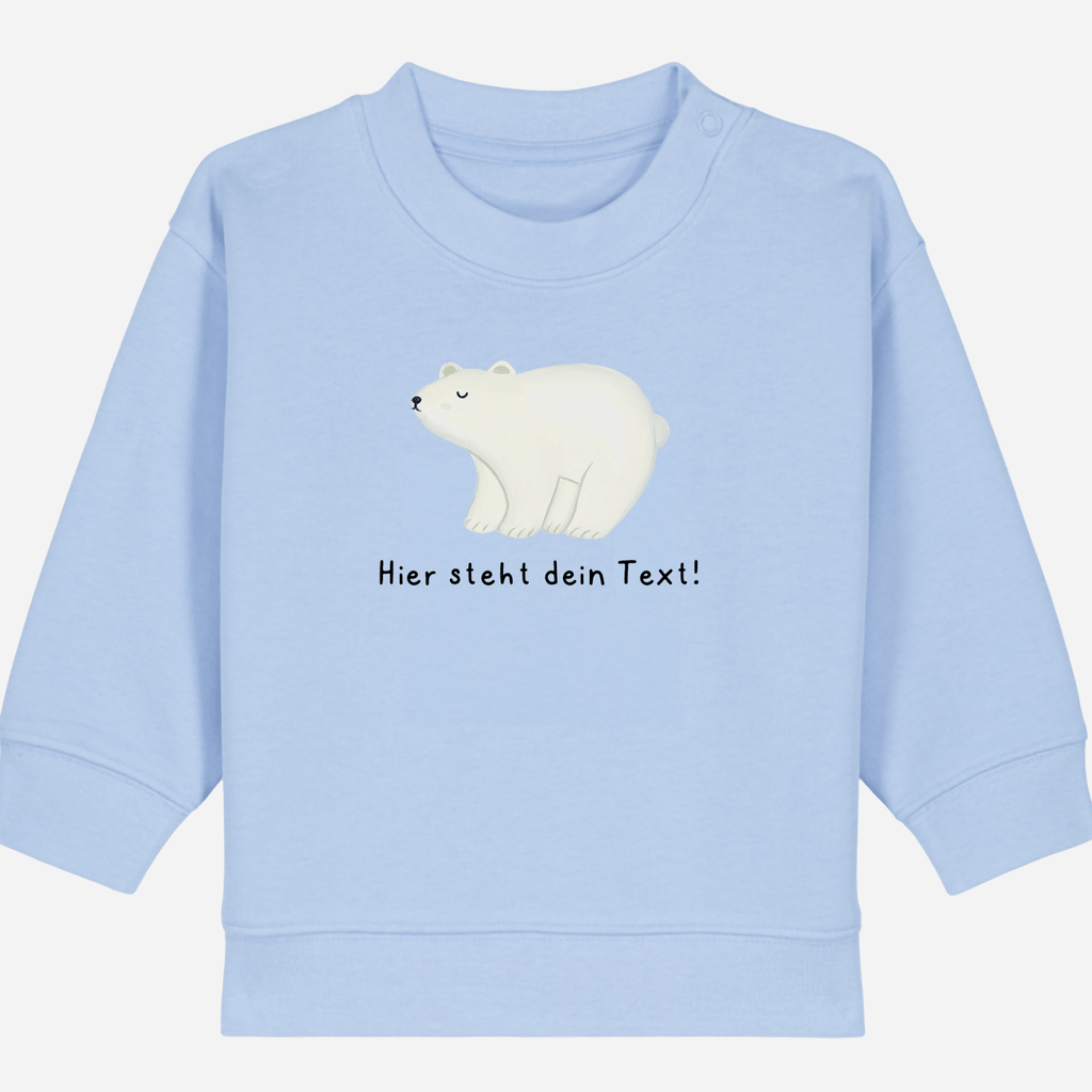 Personalisierbarer Bio-Sweater Motiv 'Eisbär' – Geschenk zur Geburt, Taufe oder zum 1. Geburtstag 