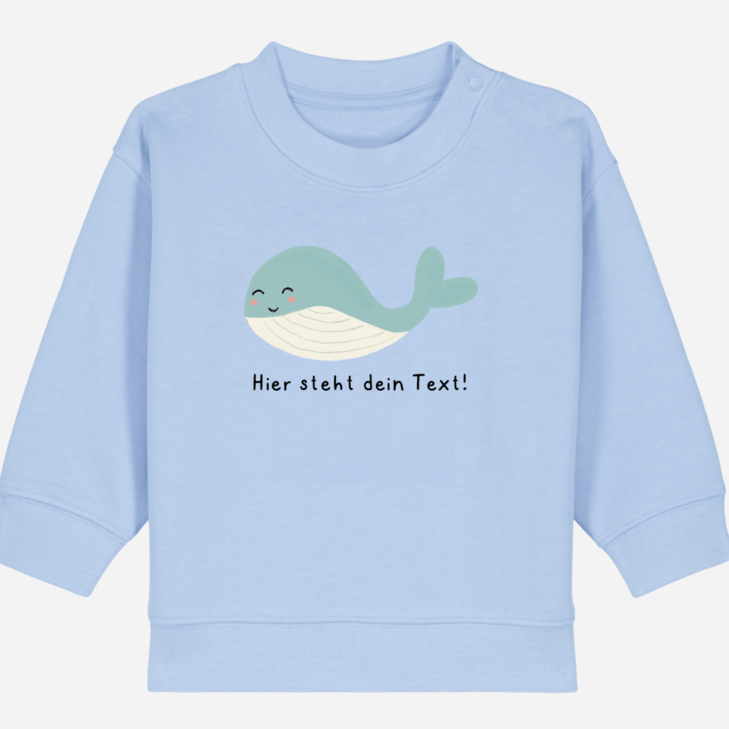 Personalisierbarer Bio-Sweater Motiv 'Wal' – Geschenk zur Geburt, Taufe oder zum 1. Geburtstag 