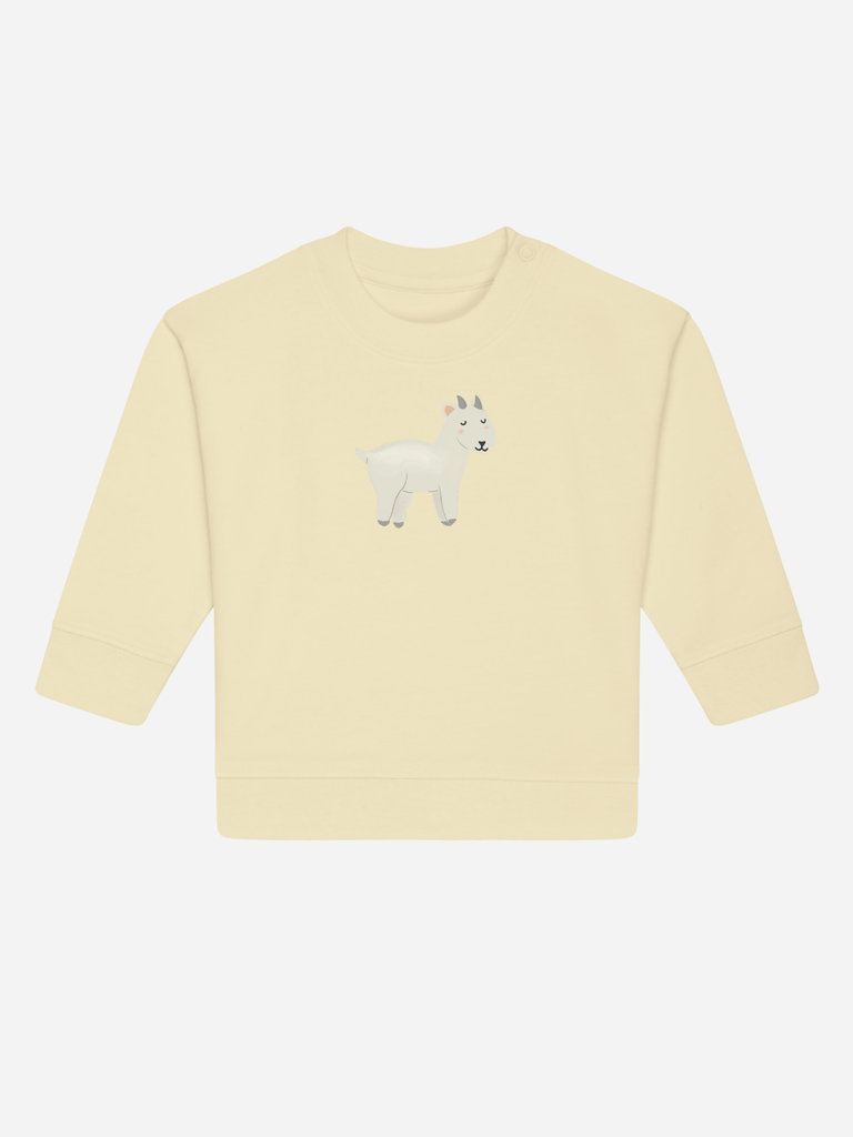 Bio-Baby & Kleinkind Sweater 'Ziege' Farbe: Gelb Vorderansicht