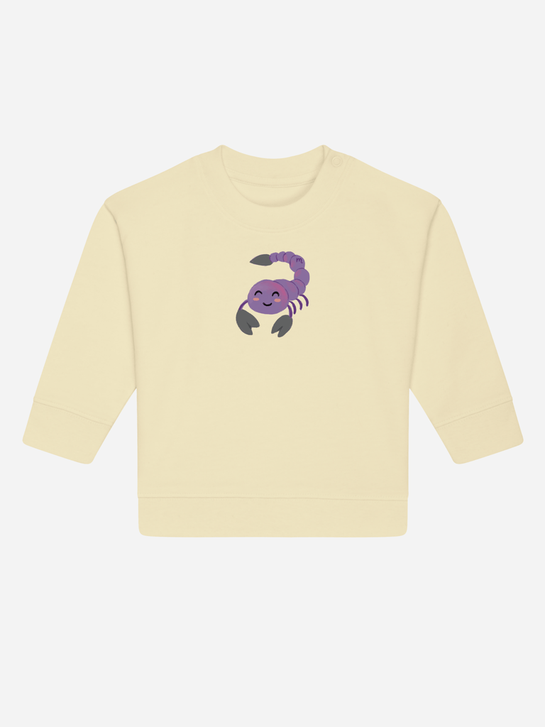 Bio-Baby & Kleinkind Sweater 'Sternzeichen Skorpion' Farbe: Gelb Vorderansicht