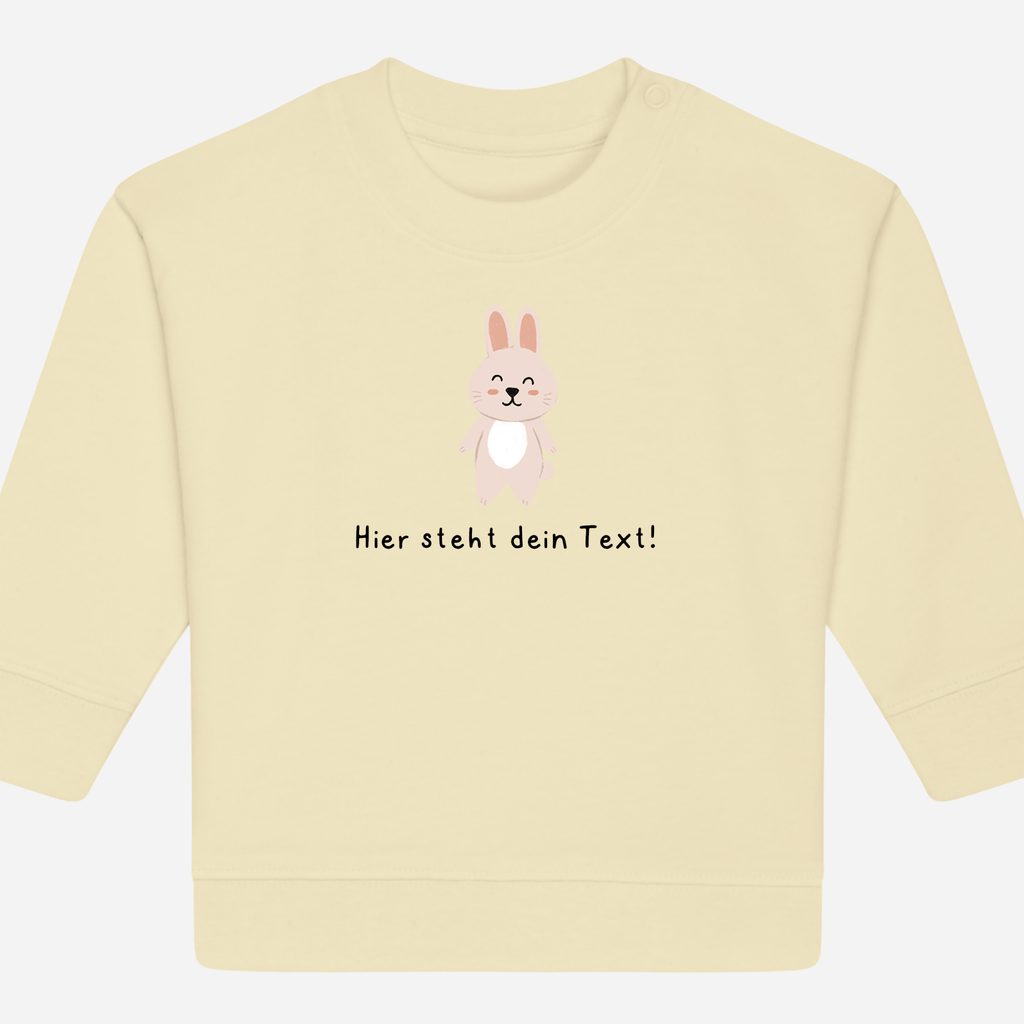 Personalisierbarer Bio-Sweater Motiv 'Hase' – Geschenk zur Geburt, Taufe oder zum 1. Geburtstag 