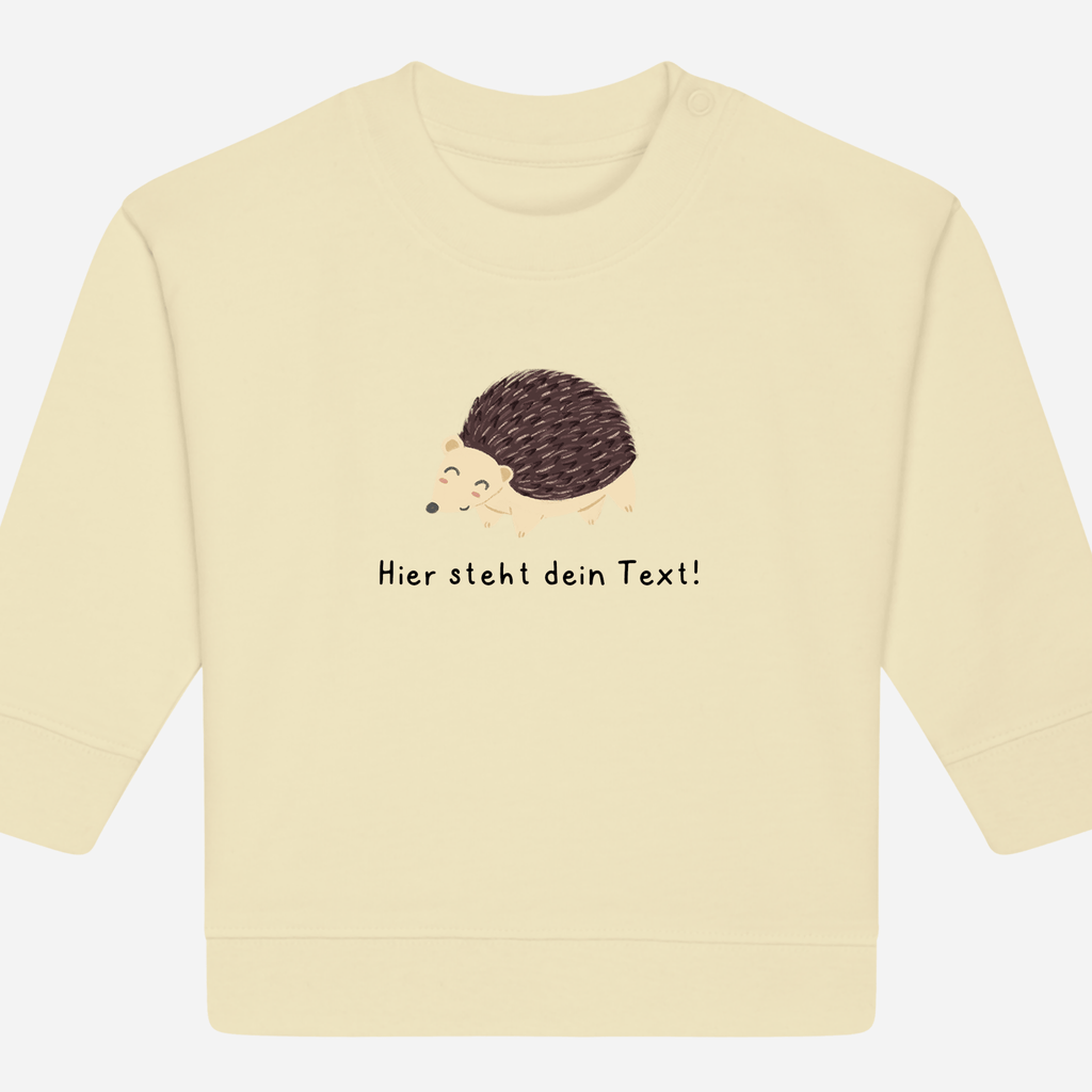 Personalisierbarer Bio-Sweater Motiv 'Igel' – Geschenk zur Geburt, Taufe oder zum 1. Geburtstag 