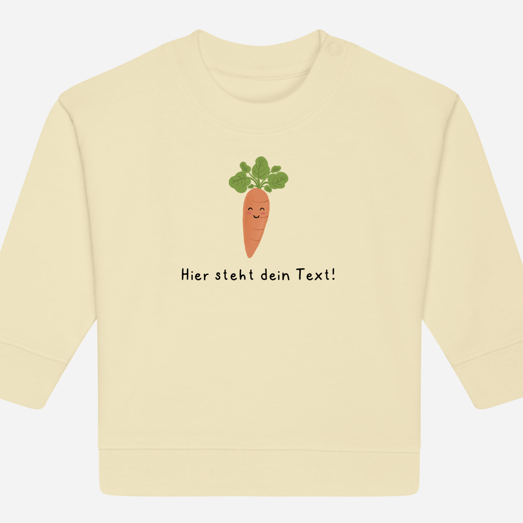 Personalisierbarer Bio-Sweater Motiv 'Karotte' – Geschenk zur Geburt, Taufe oder zum 1. Geburtstag 