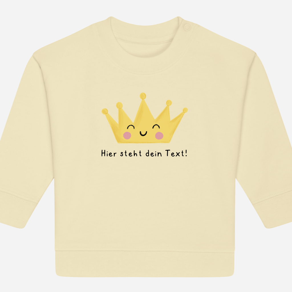 Personalisierbarer Bio-Sweater Motiv 'Krone' – Geschenk zur Geburt, Taufe oder zum 1. Geburtstag 