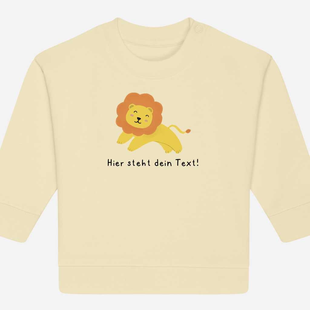 Personalisierbarer Bio-Sweater Motiv 'Löwe' – Geschenk zur Geburt, Taufe oder zum 1. Geburtstag 