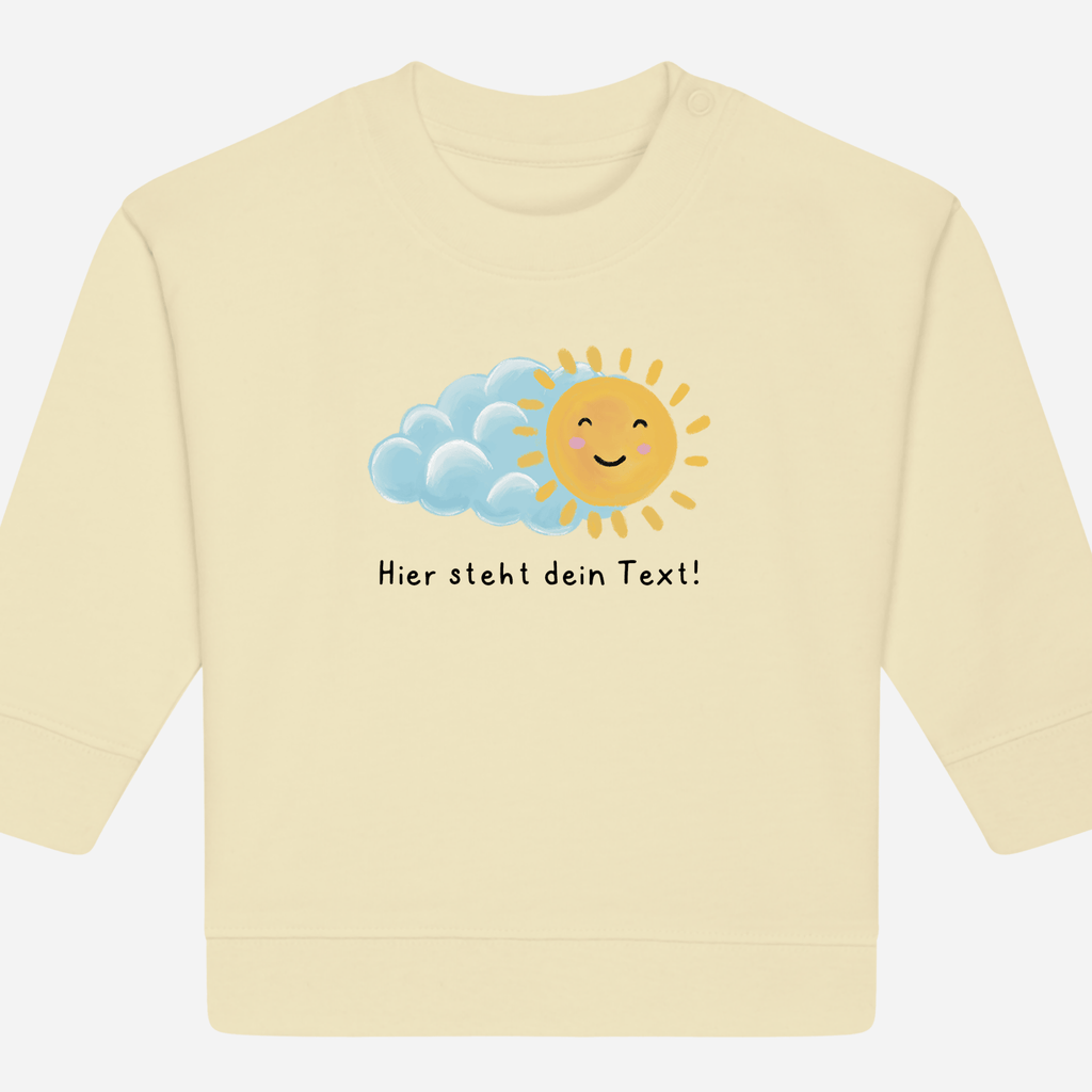 Personalisierbarer Bio-Sweater Motiv 'Sonne' – Geschenk zur Geburt, Taufe oder zum 1. Geburtstag 