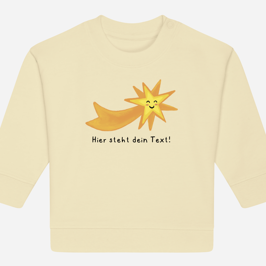 Personalisierbarer Bio-Sweater Motiv 'Sternschnuppe' – Geschenk zur Geburt, Taufe oder zum 1. Geburtstag 
