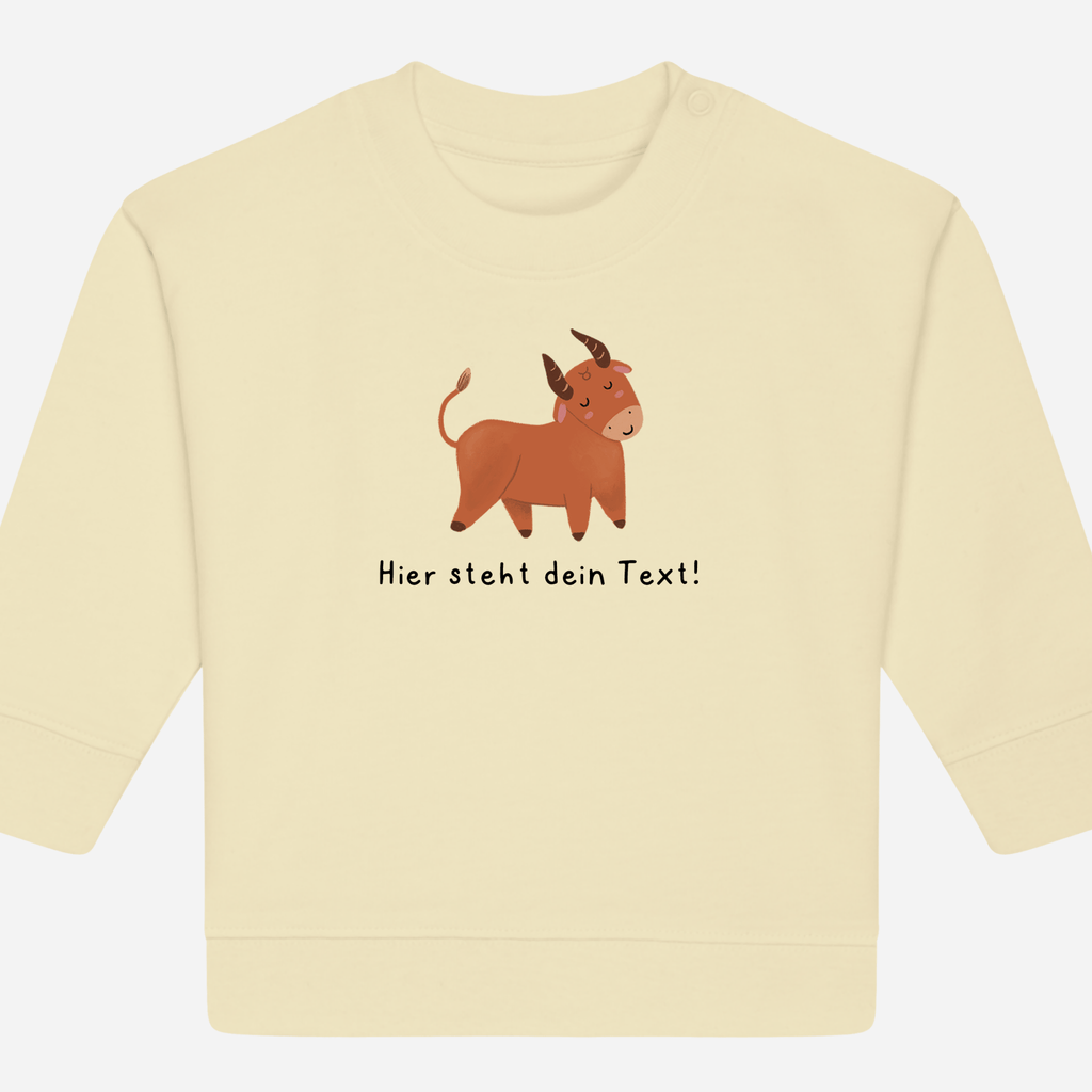 Personalisierbarer Bio-Sweater Motiv 'Sternzeichen Stier' – Geschenk zur Geburt, Taufe oder zum 1. Geburtstag 