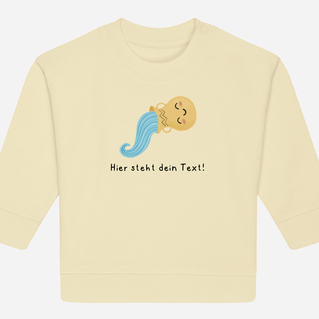 Personalisierbarer Bio-Sweater Motiv 'Sternzeichen Wassermann' – Geschenk zur Geburt, Taufe oder zum 1. Geburtstag 