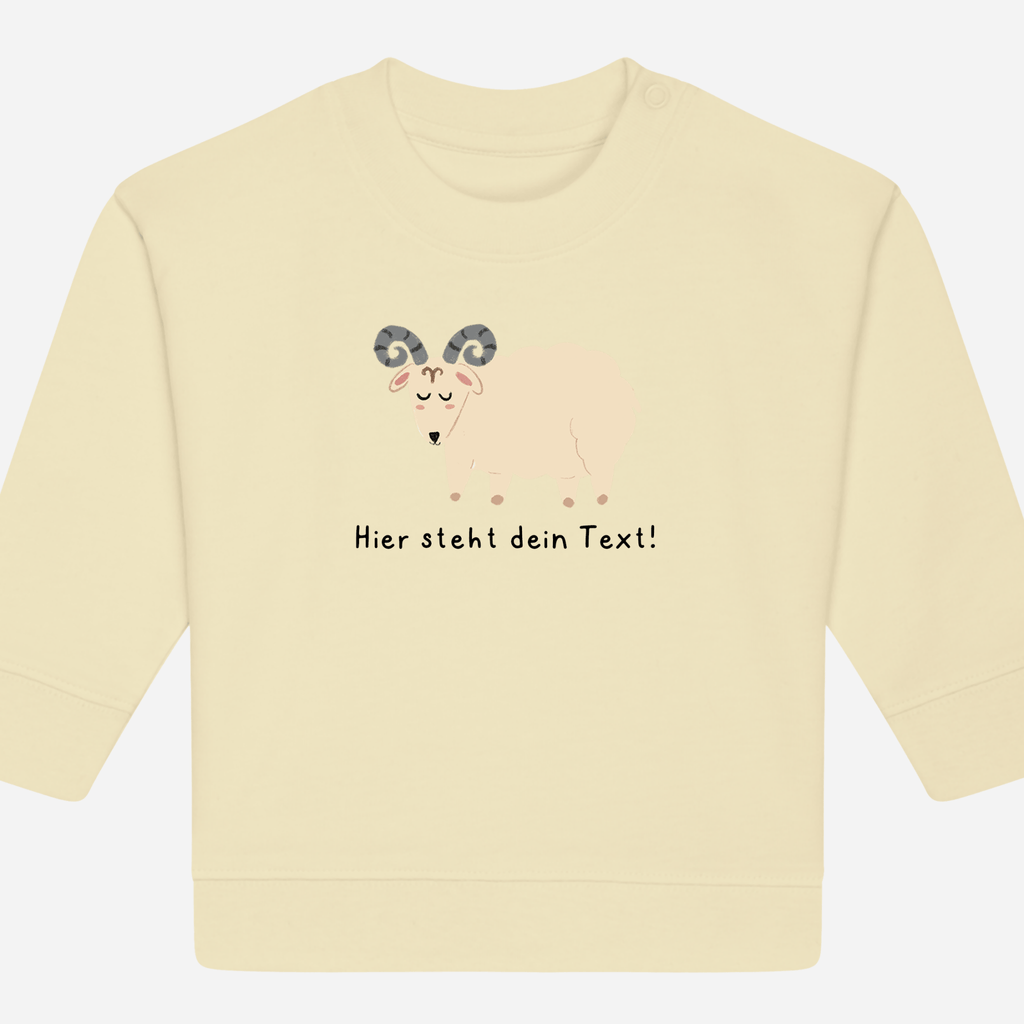 Personalisierbarer Bio-Sweater Motiv 'Sternzeichen Widder' – Geschenk zur Geburt, Taufe oder zum 1. Geburtstag 