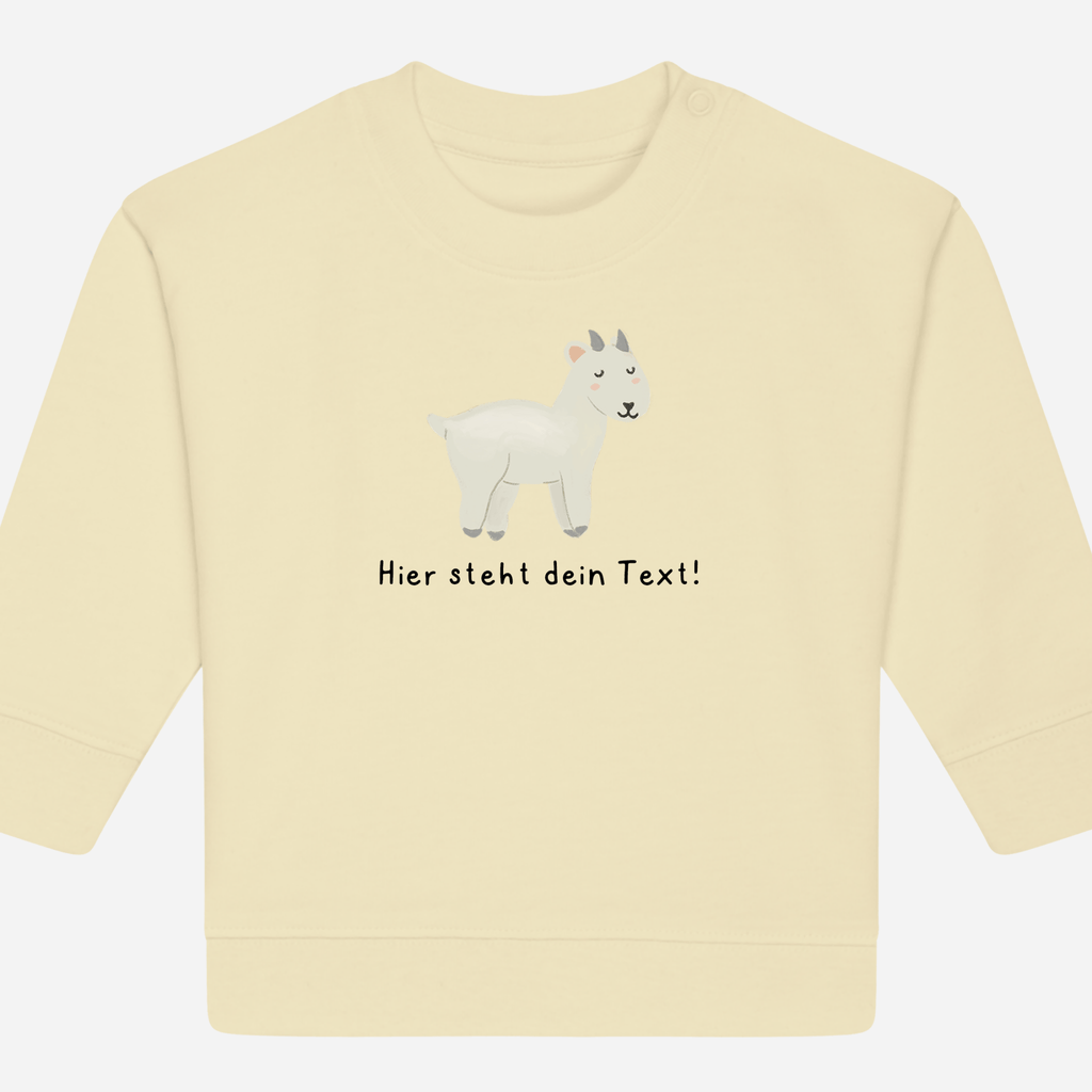 Personalisierbarer Bio-Sweater Motiv 'Ziege' – Geschenk zur Geburt, Taufe oder zum 1. Geburtstag 