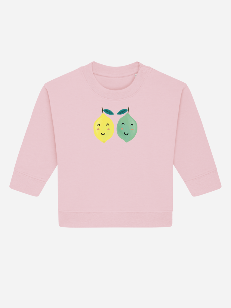 Bio-Baby & Kleinkind Sweater 'Zitrone/Limette' Farbe: Rosa Rücksansichtansicht