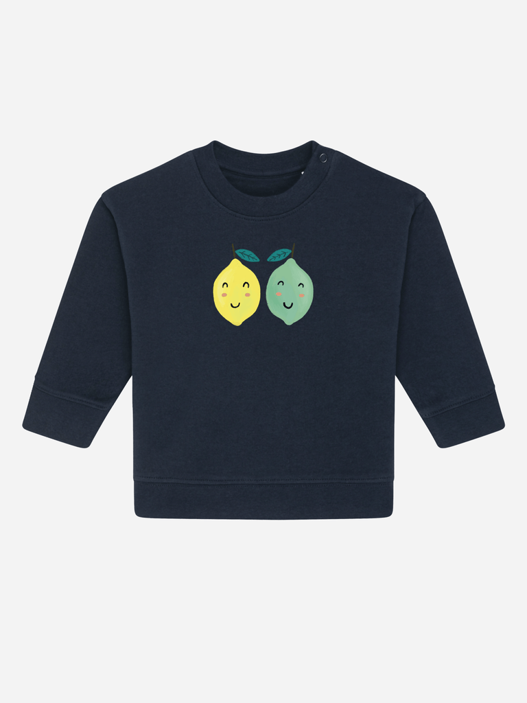 Bio-Baby & Kleinkind Sweater 'Zitrone/Limette' Farbe: Marineblau Vorderansicht