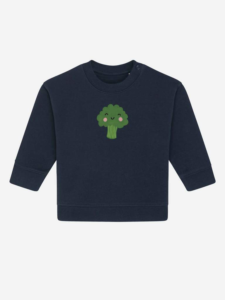 Bio-Baby & Kleinkind Sweater 'Brokkoli' Farbe: Marineblau Vorderansicht