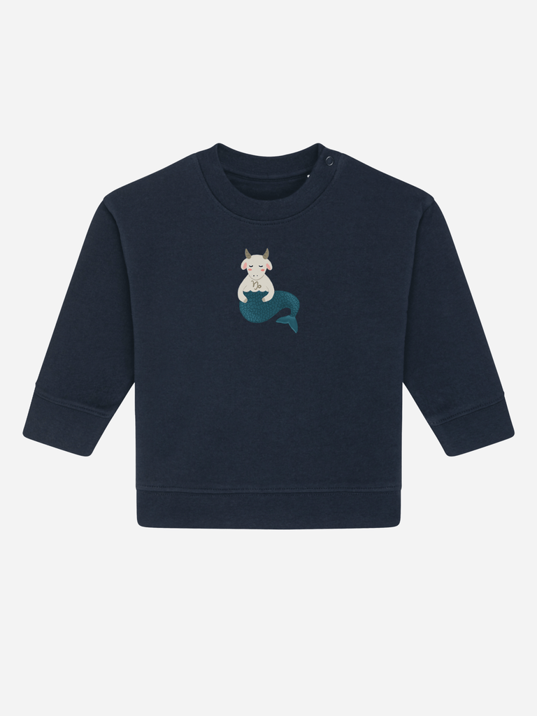 Bio-Baby & Kleinkind Sweater 'Sternzeichen Steinbock' Farbe: Marineblau Vorderansicht