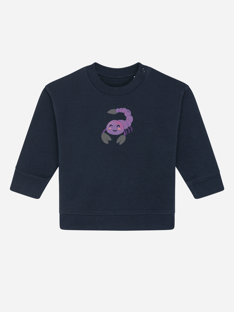 Bio-Baby & Kleinkind Sweater 'Sternzeichen Skorpion' Farbe: Marineblau Vorderansicht