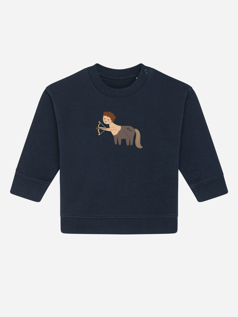 Bio-Baby & Kleinkind Sweater 'Sternzeichen Schütze' Farbe: Marineblau Vorderansicht