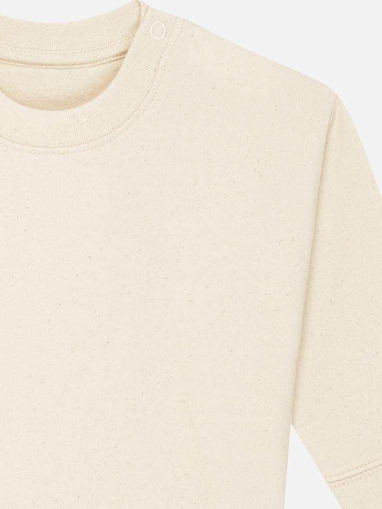 Personalisierbarer Bio-Pullover (0–3 J.) 'Geschenke': Personalisiertes Geschenk zu Weihnachten in beige.