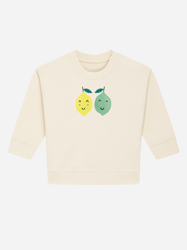 Bio-Baby & Kleinkind Sweater 'Zitrone/Limette' Farbe: Beige Vorderansicht