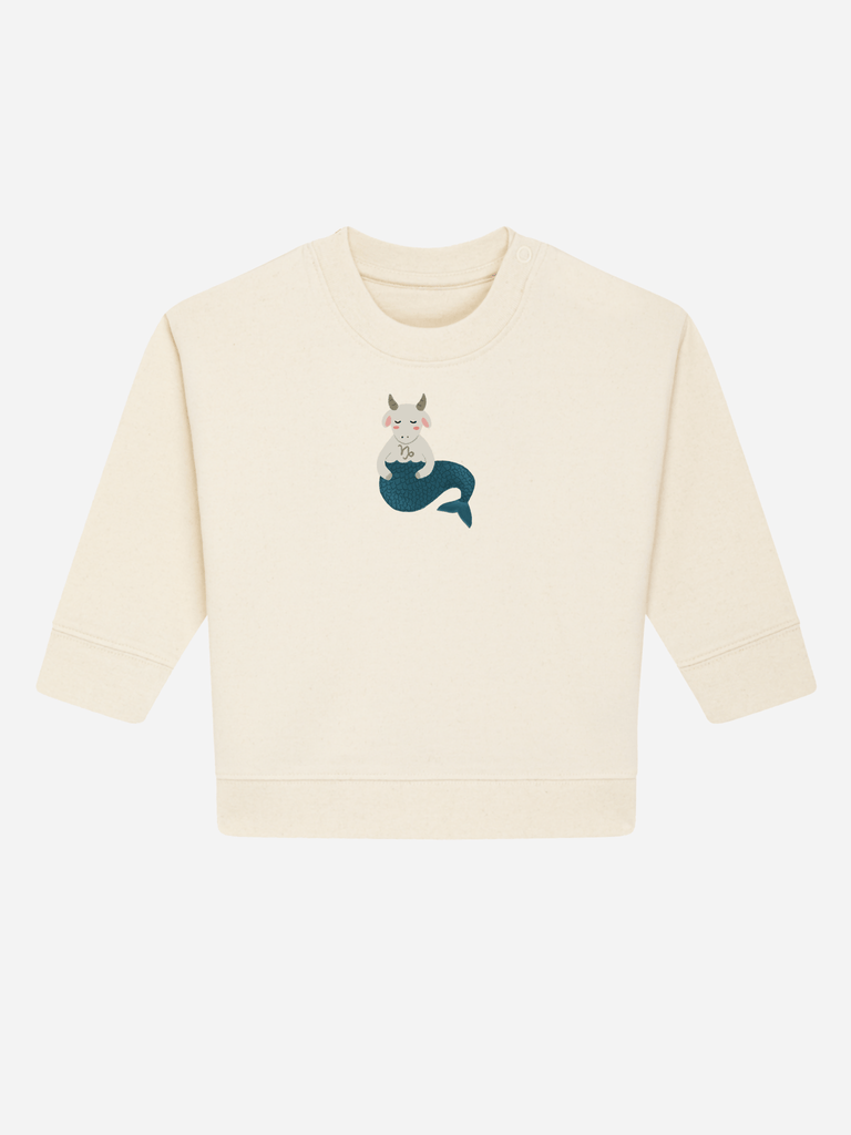 Bio-Baby & Kleinkind Sweater 'Sternzeichen Steinbock' Farbe: Beige Vorderansicht