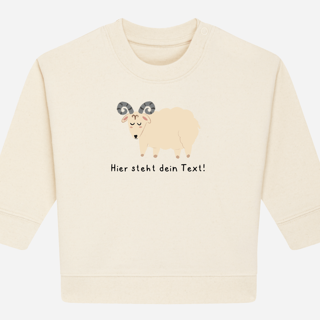 Personalisierbarer Bio-Sweater Motiv 'Sternzeichen Widder' – Geschenk zur Geburt, Taufe oder zum 1. Geburtstag 