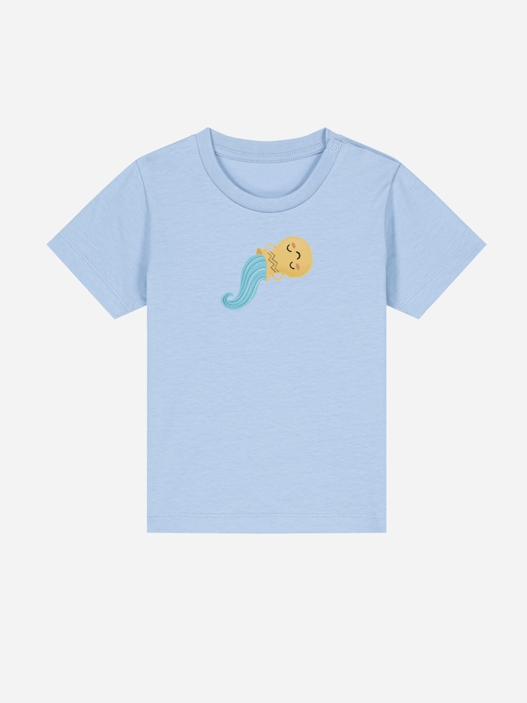 Bio-Kleinkind T-Shirt 'Sternzeichen Wassermann' - personalisierbar Farbe: Hellblau Vorderansicht