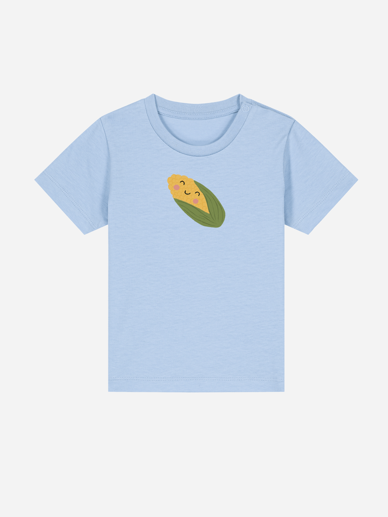 Bio-Kleinkind T-Shirt 'Mais' - personalisierbar Farbe: Hellblau Vorderansicht