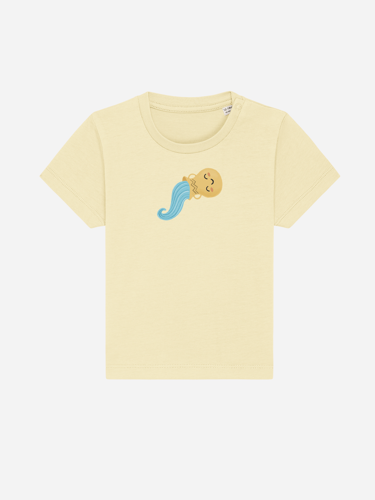 Bio-Kleinkind T-Shirt 'Sternzeichen Wassermann' - personalisierbar Farbe: Gelb Rücksansichtansicht