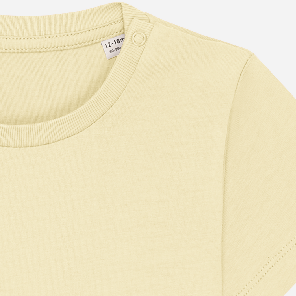 Helles, personalisierbares Bio-T-Shirt für Kinder im Alter von 0-3 Jahren, ideal für Veggie-Kinder.