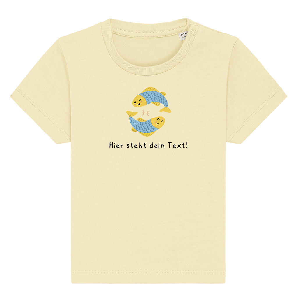 Personalisierbares Bio-T-Shirt Motiv 'Sternzeichen Fische' – Geschenk zur Geburt, Taufe oder zum 1. Geburtstag 
