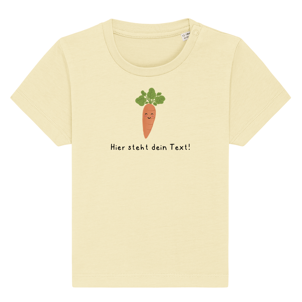 Personalisierbares Bio-T-Shirt Motiv 'Karotte' – Geschenk zur Geburt, Taufe oder zum 1. Geburtstag 