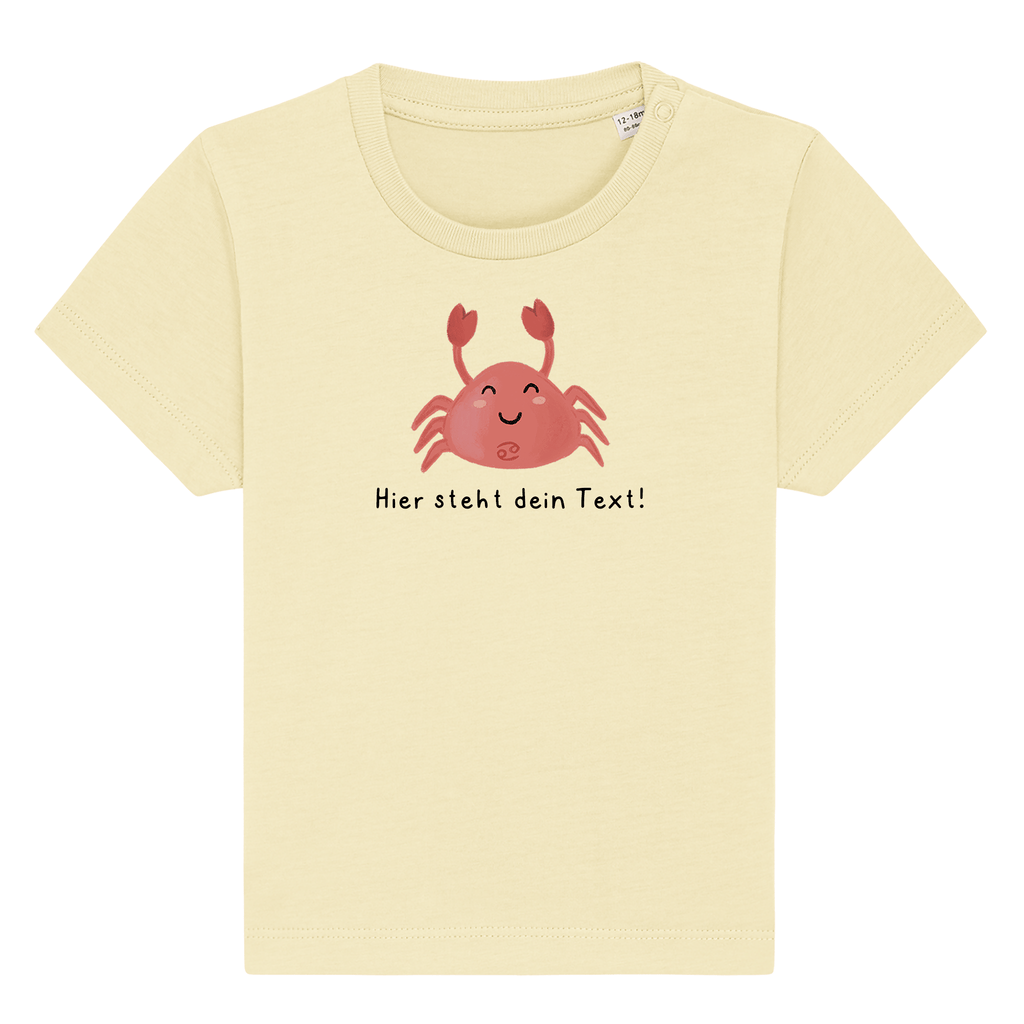 Personalisierbares Bio-T-Shirt Motiv 'Sternzeichen Krebs' – Geschenk zur Geburt, Taufe oder zum 1. Geburtstag 