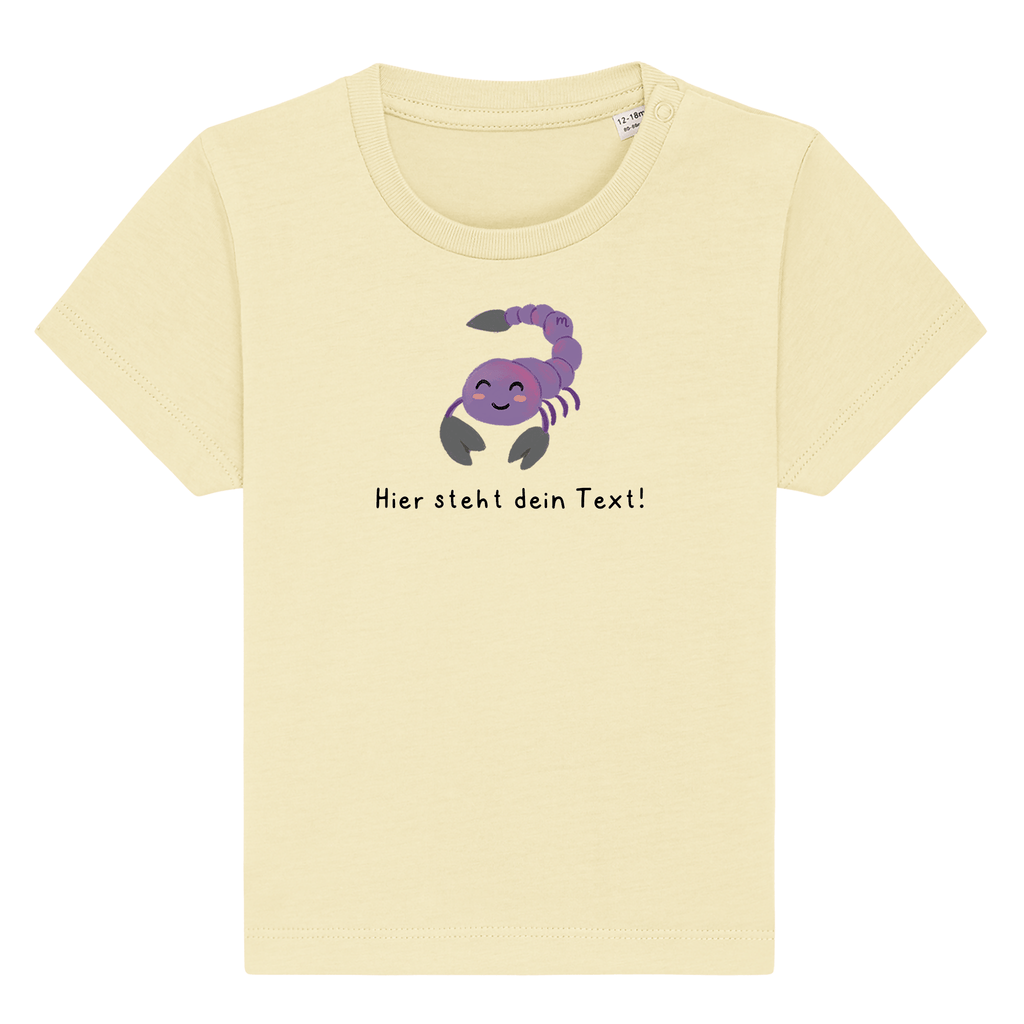Personalisierbares Bio-T-Shirt Motiv 'Sternzeichen Skorpion' – Geschenk zur Geburt, Taufe oder zum 1. Geburtstag 