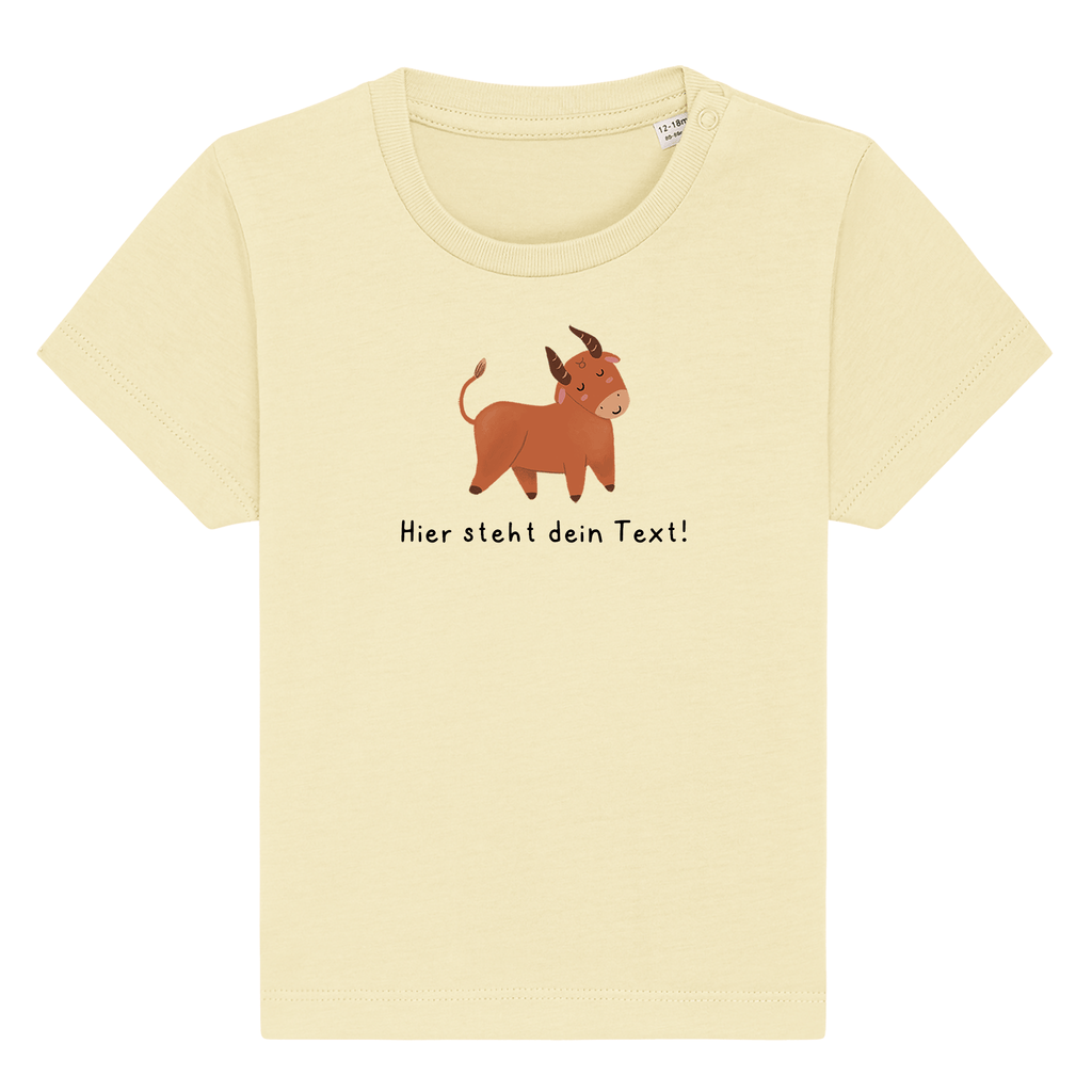 Personalisierbares Bio-T-Shirt Motiv 'Sternzeichen Stier' – Geschenk zur Geburt, Taufe oder zum 1. Geburtstag 