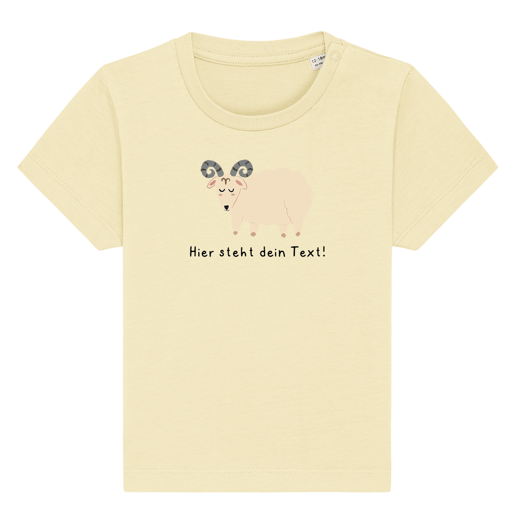 Personalisierbares Bio-T-Shirt Motiv 'Sternzeichen Widder' – Geschenk zur Geburt, Taufe oder zum 1. Geburtstag 