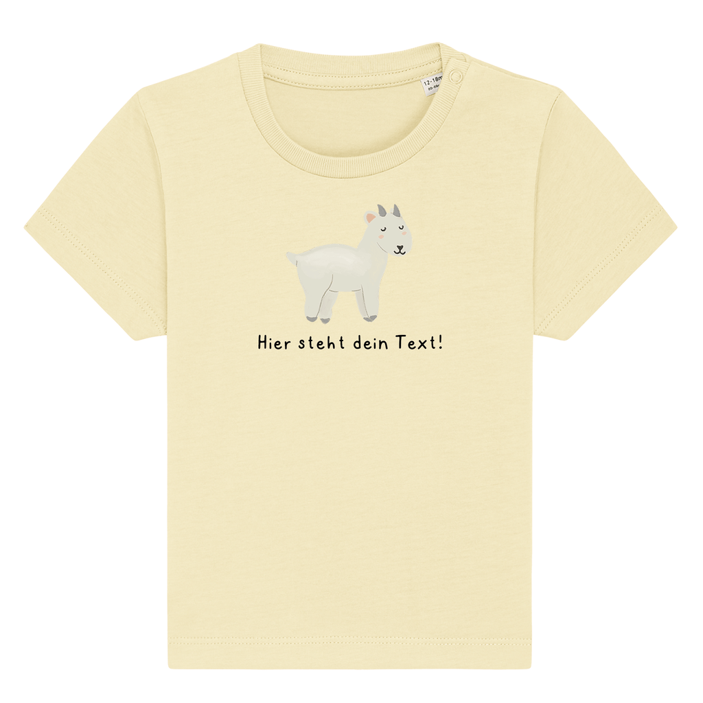 Personalisierbares Bio-T-Shirt Motiv 'Ziege' – Geschenk zur Geburt, Taufe oder zum 1. Geburtstag 