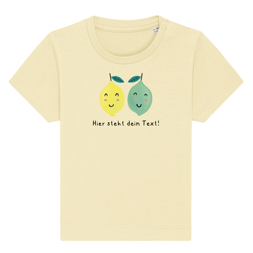 Personalisierbares Bio-T-Shirt Motiv 'Zitrone/Limette' – Geschenk zur Geburt, Taufe oder zum 1. Geburtstag 