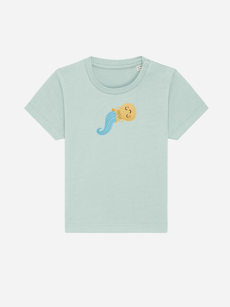 Bio-Kleinkind T-Shirt 'Sternzeichen Wassermann' - personalisierbar Farbe: Türkis Vorderansicht