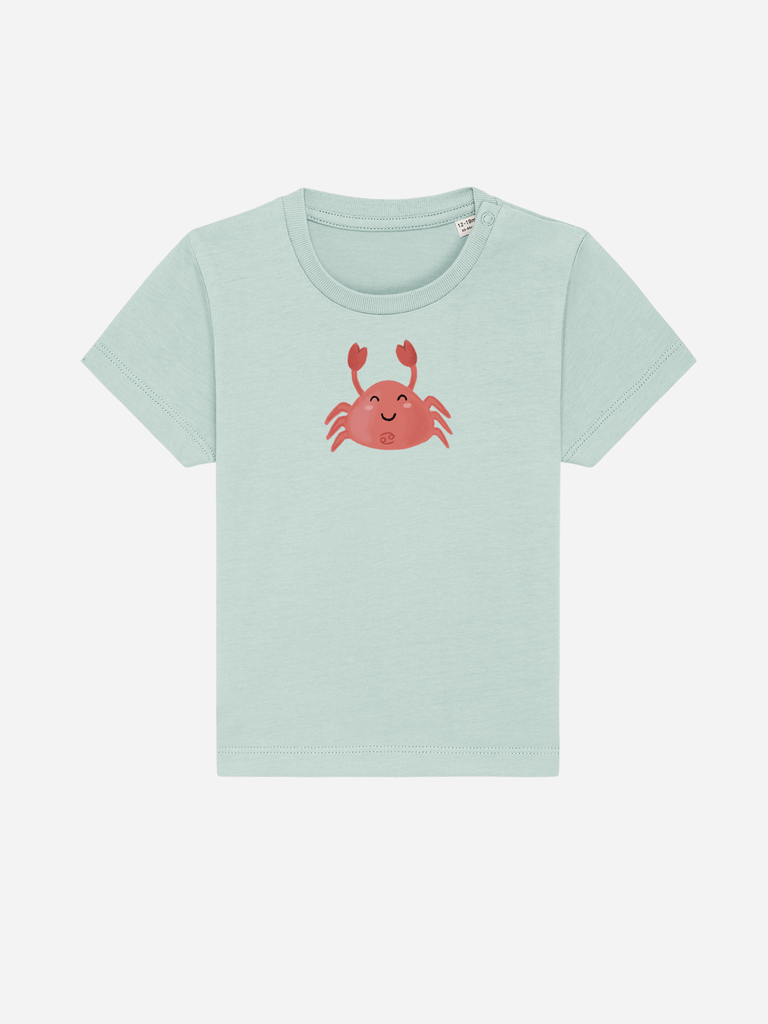 Bio-Kleinkind T-Shirt 'Sternzeichen Krebs' - personalisierbar Farbe: Türkis Rücksansichtansicht