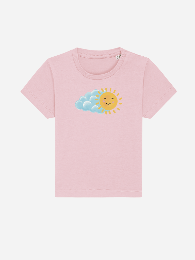 Bio-Kleinkind T-Shirt 'Sonne' - personalisierbar Farbe: Rosa Vorderansicht
