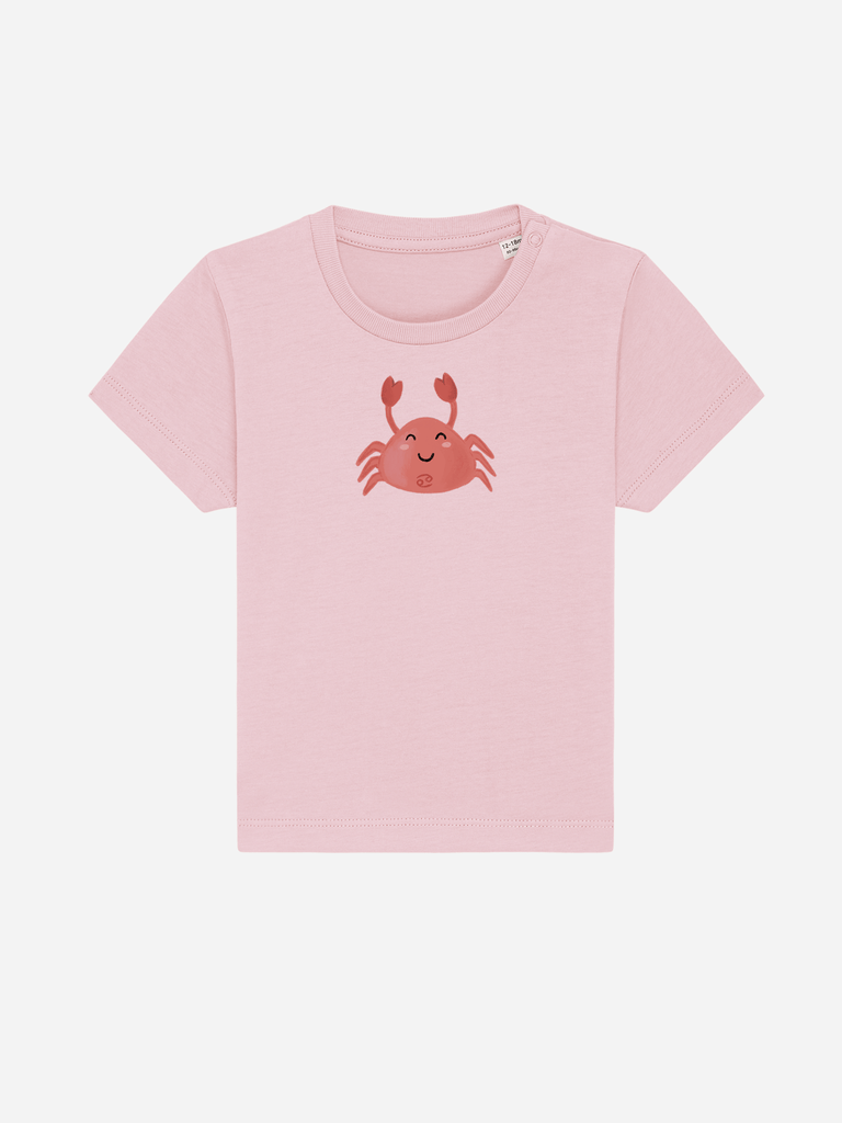 Bio-Kleinkind T-Shirt 'Sternzeichen Krebs' - personalisierbar Farbe: Rosa Vorderansicht