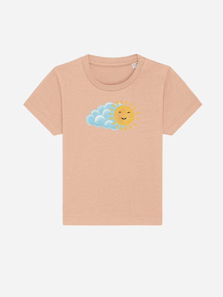 Bio-Kleinkind T-Shirt 'Sonne' - personalisierbar Farbe: Orange Vorderansicht