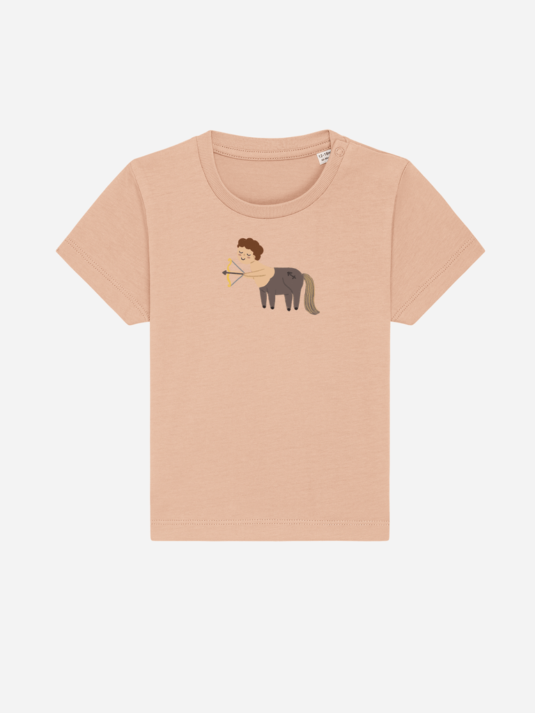 Bio-Kleinkind T-Shirt 'Sternzeichen Schütze' - personalisierbar Farbe: Orange Rücksansichtansicht