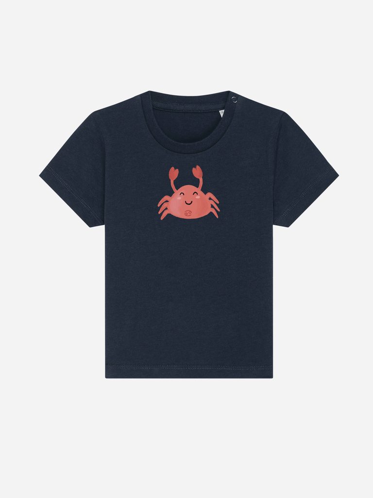 Bio-Kleinkind T-Shirt 'Sternzeichen Krebs' - personalisierbar Farbe: Marineblau Vorderansicht
