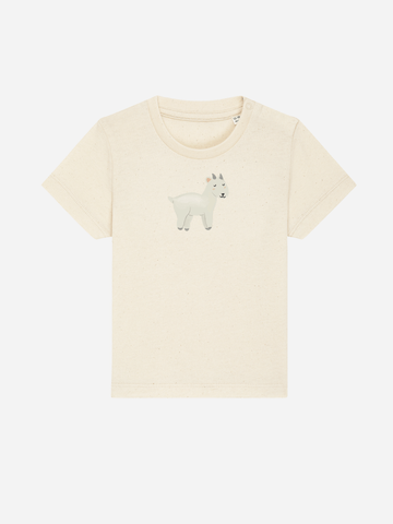 Bio-Kleinkind T-Shirt 'Ziege' - personalisierbar Farbe: Natur Vorderansicht
