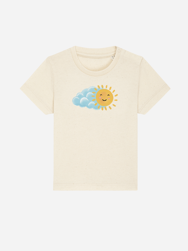 Bio-Kleinkind T-Shirt 'Sonne' - personalisierbar Farbe: Natur Vorderansicht