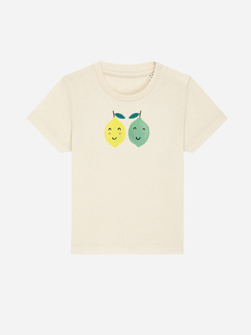 Bio-Kleinkind T-Shirt 'Zitrone/Limette' - personalisierbar Farbe: Natur Vorderansicht
